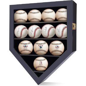 Baseball Display Case Baseball Case Baseball Holders for Balls Display Baseballs 20 Pack Wall Display Box 92% Clear Antifade UV Protection with Gold Locks for ​Homerun Autograph Ball Extra Large Black