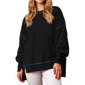 Chvity Women's Oversized Crewneck Sweatshirt Long Sleeve Casual Pullover Tops Lightweight Loose Comfort Colors Sweatshirts