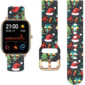 ViCRiOR Christmas Bands Compatible with Amazfit GTS/GTS 2 /GTS 2 Mini/GTS 2e /GTS 3 / GTS 4 Mini/GTS 4, Soft Silicone Fadeless Pattern Printed Floral Band for Amazfit Bip 3 Pro/Bip/Bip U Pro