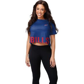FOCO Women's NFL Team Logo Ladies Fashion Crop Top Shirt, Bottom Line, Small