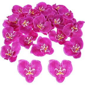 30 Pcs Orchid Petals Artificial Orchid Fake Orchids Flowers Orchids Heads Flowers Decoration Artificial Orchids for DIY Craft Wedding Decor Bouquet Bridal(Dark Purple)