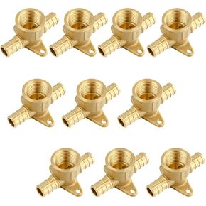 2-Pack PEX Fittings, 3/4" PEX x 3/4" PEX x 1/2" Female NPT Crimp Fitting, Brass Drop Ear Tee for Pex Pipes, ASTM F1807