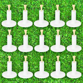 15 Set Golf Rubber Tee Holder Set for Driving Range Golf Practice Mat Indoor Outdoor Size 1.5 Inch (15 Golf Rubber Tee Holders, 15 Bamboo Tees)