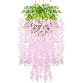 24 Pack Royal Blue Wisteria Hanging Flowers Garland, 3.77 Feet Royal Blue Artificial Wisteria Flower Vines, Fake Royal Blue Wisteria, Royal Blue Flower Vines for Backdrop, Hanging Flower Garland Decor