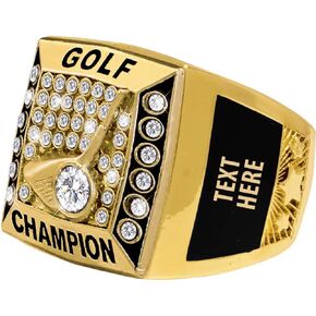 Crown Awards Golf Premiere Engravable Ring, Gold Golf Ring with Custom Engraving, Choose Your Size Prime