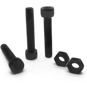 10pcs M10-1.5x55mm Hexagon Socket Screws 12.9 Grade Black Carbon Oxide Steel (with 10pcs M10 Nuts),Allen Socket Drive (Size: 10×55)