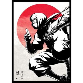 Fantasy North - Kenichi - Shadow Clan Ninja - 100 Smooth Matte TCG Trading Card Sleeves - Black Border - Fits Magic MTG Commander Pokemon and Other Card Games - Playing Card Sleeves