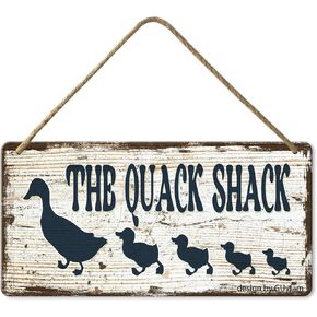 The Quack Shack Sign, Home Front Door Decorative Coat Rack For Decorating Farmhouse Porch Shed, Duck, Backyard, Living Room Humor Fun Home Decor 10x5 Inch