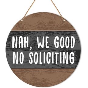 Muktoujaumai No Soliciting Door Sign, Do Not Disturb Door Hanging Sign Decor Farmhouse Wall Decorations Wood Sign for Front Door, Entryway, Porch, Nah We Good No Soliciting in Kuwait