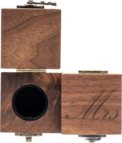 صندوق خاتم خشبي مكون من قطعتين لحفلات الزفاف (السيد والسيدة هيفي + ASquare Single أسود) in Kuwait