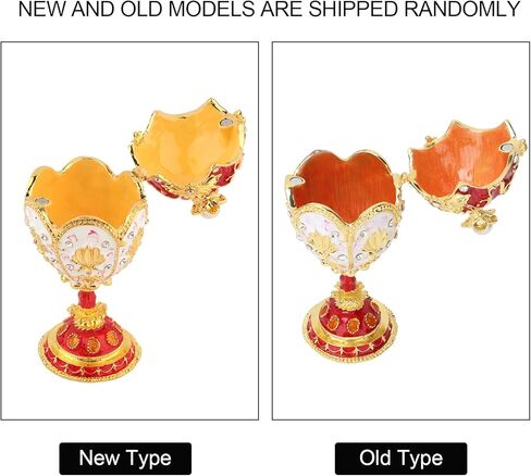 صندوق حلية بيض فابرجيه العتيق باللون الذهبي والأحمر الإمبراطوري صندوق حلية جميل بالمينا الغنية وأحجار الراين المتلألئة لتخزين الهدايا الفاخرة وديكور المنزل ومجموعة in Kuwait