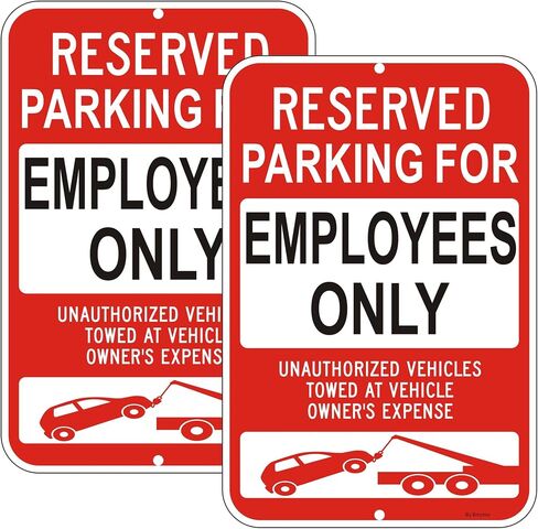 2 Pack Reserved Parking For Employees Only Sign, 18" x 12" Unauthorized Vehicles Towed Sign| Reflective Rust/Fade-Free Metal Warning Sign for Private Property, Parking Lots, Home Driveways in Saudi Arabia