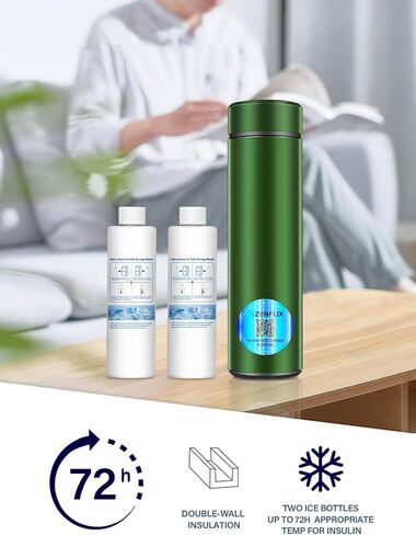 72H Diabetic Insulin cooler travel case With TSA Approved 1-3 Refrigerated Insulin Pen Cooler Keep Medicine Cool While Traveling Carry Avoiding Loss QR & 2 Freezing Bottles (Green) in Saudi Arabia