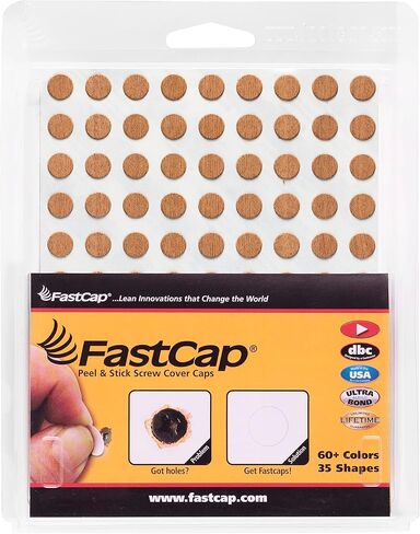 FastCap - Screw Hole Covers, 3/8" (9mm) Round Stickers - Ideal for Professional Woodworking, Furniture, and Cabinetry Projects - One Sheet of 90 Caps- Unfinished Real Wood, Color - Mahogany in Saudi Arabia