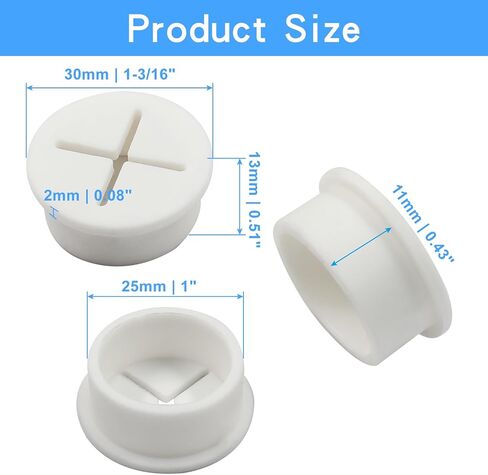 12pcs 3/4 Inch (20mm) Rubber Desk Grommet, Flexible Desk Hole Cover Plug Wire Management Cable Cord Pass Through for Office Home Equipment (White) in Kuwait