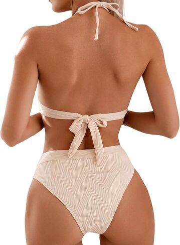 SOLY HUX Women's Swimsuit Halter Bikini Sets High Waist Cheeky Thong Bathing Suit 2 Piece in Saudi Arabia