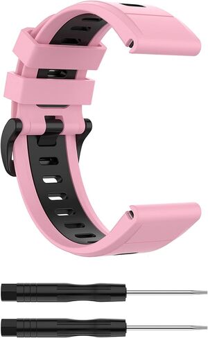 Compatible with Garmin Fenix 6X Sapphire Bands for Women Men, 26mm Quickfit Silicone Replacement Bands Straps Accessory Wrist Bands Fit for Garmin Fenix 5X Plus, Fenix 6X Pro, Fenix 3 in Saudi Arabia
