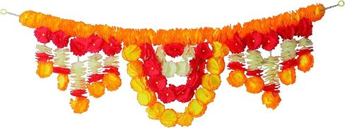 SATVIK قطعة واحدة من زهرة اصطناعية لتزيين الباب توران زهور للمهرجانات الهندية، عناصر زينة ديوالي الفاخرة، باب لاتكان معلق، ستارة متعددة الألوان، توران in Kuwait