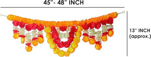 SATVIK قطعة واحدة من زهرة اصطناعية لتزيين الباب توران زهور للمهرجانات الهندية، عناصر زينة ديوالي الفاخرة، باب لاتكان معلق، ستارة متعددة الألوان، توران in Kuwait