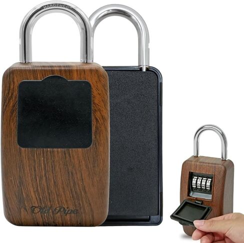 Lock Box with Code, Large Storage Lockbox for Various Items, Flexible Dial Cap Water & Dust Resistant Non-Corrosive Motorcycle Lock, Perfect for Outdoor Activities & Airbnb Rentals(Woodgrain) in Saudi Arabia