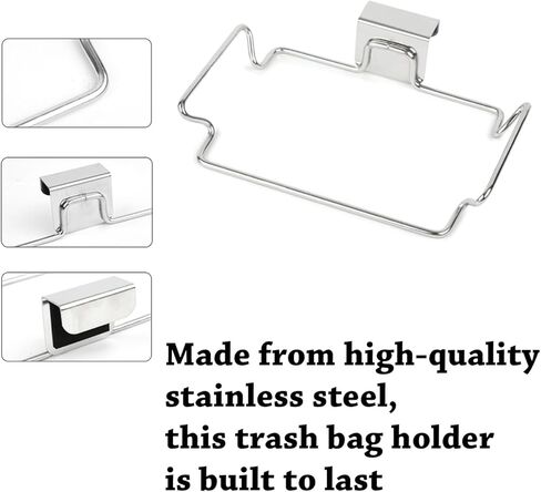 55 TRENDS Trash Bag Holder Stainless Steel Kitchen Cabinets Doors Large Sink Bag Kitchen Garbage Waste Holder Stand 1Pcs in Kuwait