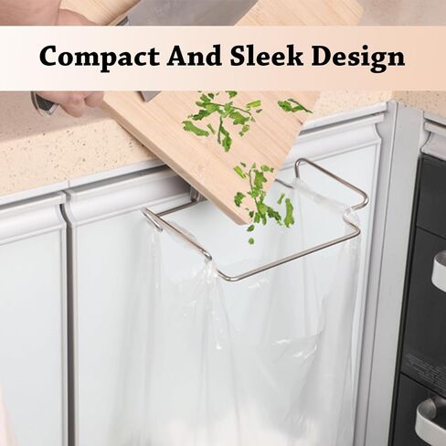 55 TRENDS Trash Bag Holder Stainless Steel Kitchen Cabinets Doors Large Sink Bag Kitchen Garbage Waste Holder Stand 1Pcs in Kuwait