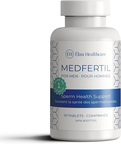 Medfertil للرجال مكمل غذائي (90 قيراط) مع L-Carnitine وفيتامين C وE وB12 وحمض الفوليك والزنك والسيلينيوم وCo-Q10 / قرص مرة واحدة يوميًا / كمية تكفي لمدة 3 أشهر / Elan Healthcare in Saudi Arabia