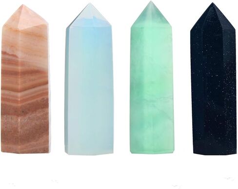 Crystal Healing Wands Set, Natural Prism Reiki Gemstone Decor, 1.9"-2.3", 4pcs in Saudi Arabia