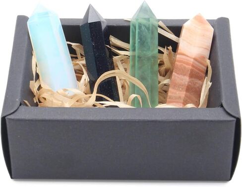 Crystal Healing Wands Set, Natural Prism Reiki Gemstone Decor, 1.9"-2.3", 4pcs in Saudi Arabia