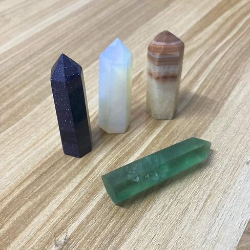 Crystal Healing Wands Set, Natural Prism Reiki Gemstone Decor, 1.9"-2.3", 4pcs in Saudi Arabia