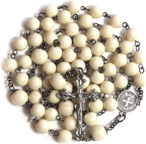 حبات المسبحة إكليل تقليد العاج المرجاني الراتنج مسبحة الصليب الهدايا الكاثوليكية in Kuwait