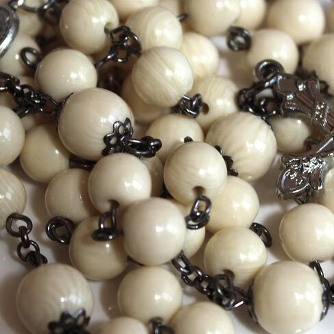 حبات المسبحة إكليل تقليد العاج المرجاني الراتنج مسبحة الصليب الهدايا الكاثوليكية in Kuwait