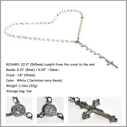 حبات المسبحة إكليل تقليد العاج المرجاني الراتنج مسبحة الصليب الهدايا الكاثوليكية in Kuwait