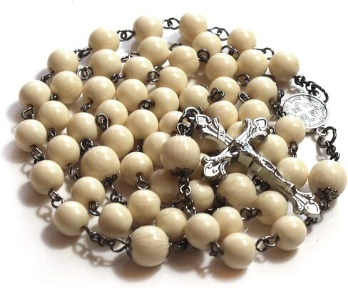 حبات المسبحة إكليل تقليد العاج المرجاني الراتنج مسبحة الصليب الهدايا الكاثوليكية in Kuwait