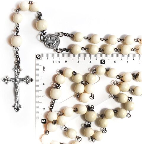 حبات المسبحة إكليل تقليد العاج المرجاني الراتنج مسبحة الصليب الهدايا الكاثوليكية in Kuwait