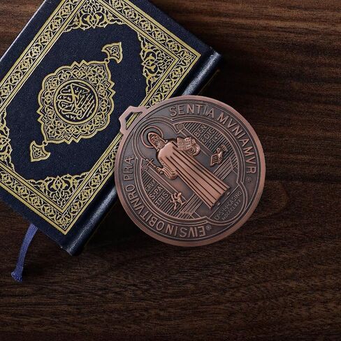 YionZian 5 Inch Extra Large Metal Saint Benedict Medal Catholic Medalla De San Benito For Car Protection and Home Blessing Art Wall or Desk Display (Brass Color) in Saudi Arabia