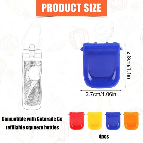 4 قطع مشابك غطاء بديلة لـ Gatorade GX، مشابك زجاجات بلاستيكية موثوقة لتثبيت فم الزجاجة وإبزيم متوافق مع زجاجة Gatorade 30oz GX (أحمر، برتقالي، أزرق، أصفر) in Saudi Arabia