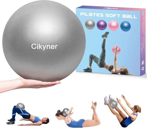 Cikyner Soft Pilates Ball, Small Exercise Ball 23-25cm Mini Gym Ball with Inflatable Straw, Suitable for Pilates, Yoga, Full body Training, Physical Therapy and Balance improving at Home, Gym & Office in Saudi Arabia