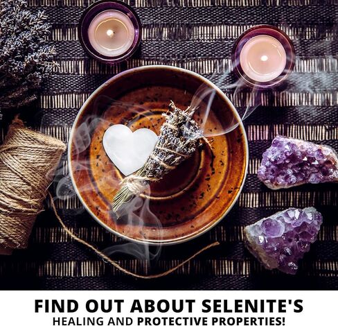 حجر كريستال سيلينيت على شكل قلب، كريستال مهدئ عالي الجودة، الأفضل للريكي والشفاء والتأمل، حجر شاكرا الجسم الطبيعي - 10 سم، أبيض in Kuwait