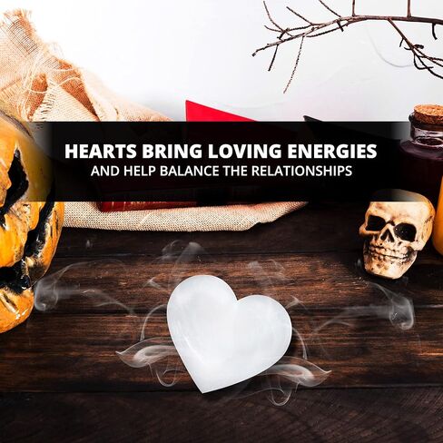 حجر كريستال سيلينيت على شكل قلب، كريستال مهدئ عالي الجودة، الأفضل للريكي والشفاء والتأمل، حجر شاكرا الجسم الطبيعي - 10 سم، أبيض in Kuwait