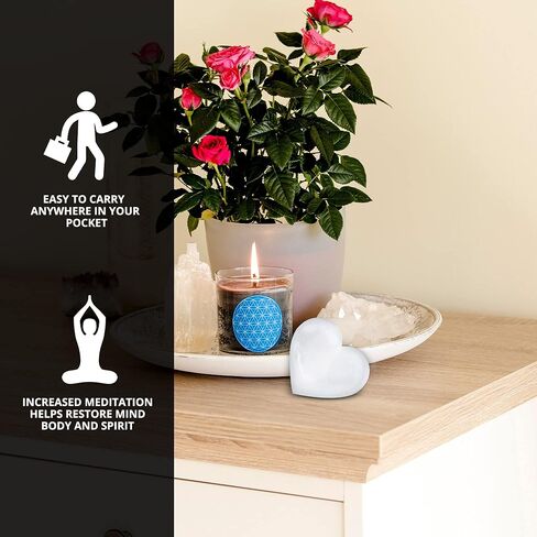 حجر كريستال سيلينيت على شكل قلب، كريستال مهدئ عالي الجودة، الأفضل للريكي والشفاء والتأمل، حجر شاكرا الجسم الطبيعي - 10 سم، أبيض in Kuwait