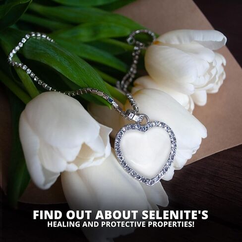 حجر كريستال سيلينيت على شكل قلب، كريستال مهدئ عالي الجودة، الأفضل للريكي والشفاء والتأمل، حجر شاكرا الجسم الطبيعي - 10 سم، أبيض in Kuwait