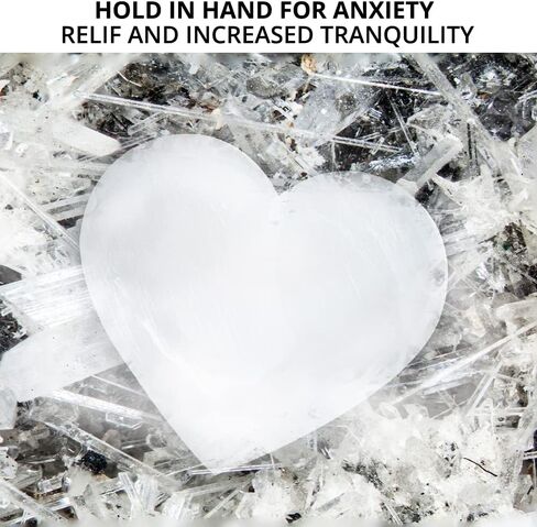 حجر كريستال سيلينيت على شكل قلب، كريستال مهدئ عالي الجودة، الأفضل للريكي والشفاء والتأمل، حجر شاكرا الجسم الطبيعي - 10 سم، أبيض in Kuwait