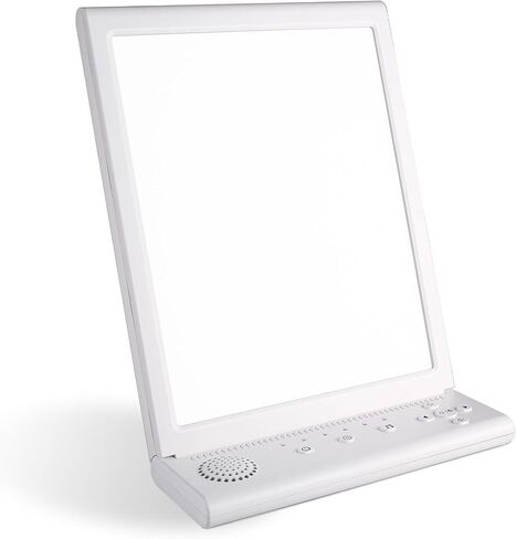 White Noise Machine and Daylight Lamp 2 in 1, 10 Soothing Sounds, UV-Free 10000 Lux LED Sunlight Lamp with Adjustable Brightness and Color Temperature, 6 Timers and Memory Feature, Foldable Stand in Saudi Arabia