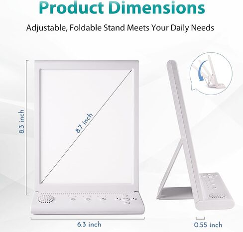 White Noise Machine and Daylight Lamp 2 in 1, 10 Soothing Sounds, UV-Free 10000 Lux LED Sunlight Lamp with Adjustable Brightness and Color Temperature, 6 Timers and Memory Feature, Foldable Stand in Saudi Arabia