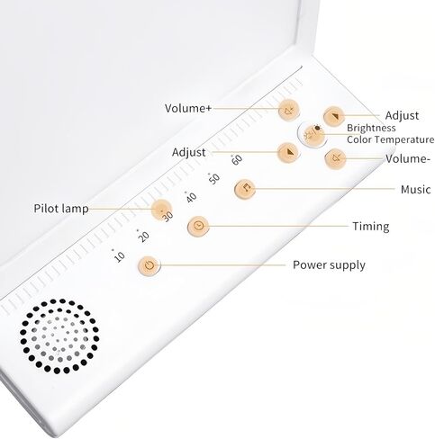 White Noise Machine and Daylight Lamp 2 in 1, 10 Soothing Sounds, UV-Free 10000 Lux LED Sunlight Lamp with Adjustable Brightness and Color Temperature, 6 Timers and Memory Feature, Foldable Stand in Saudi Arabia