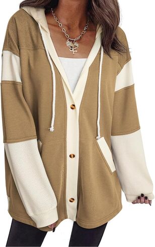 SHEWIN Oversized Sweatshirt For Women Casual Long Sleeve Button Down Hoodies Womens Fall Fashion 2025 in Kuwait