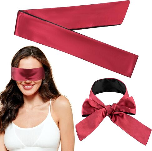 WLLHYF Satin Eye Mask Sleep Mask, 150cm/59inch Adjustable Silk Like Blindfold Soft Comfortable Eye Covers Night Blackout Sleep Cooling Eye Shield Mask for Adult Travel Nap Meditation (Black) in Saudi Arabia