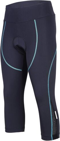 سروال نسائي لركوب الدراجات 3D مبطن للدراجة ضاغط 3/4 سروال كابري للدراجة مع حزام خصر عريض (XXL، أزرق) in Kuwait