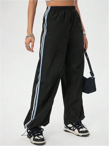 SHENHE Women's Elastic Waist Casual Parachute Pants Y2k Low Rise Loose Pants Track Pants in Saudi Arabia